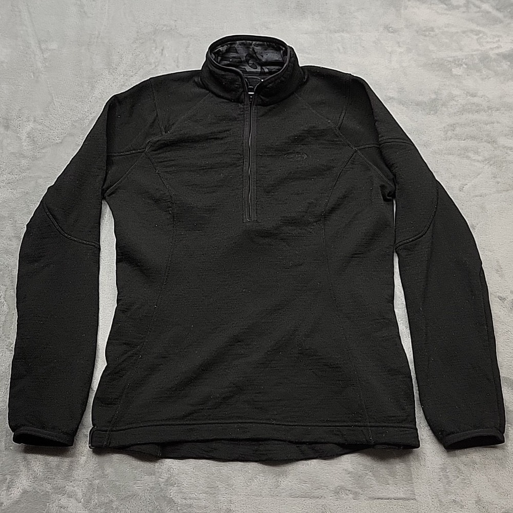 Icebreaker Jacket Womens M Black 260 Realfleece Merino Wool Quarter Zip Active